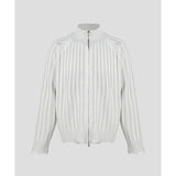Damaged knit zip-up