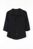 Black Three Quarter Back Buckle Shirt Top