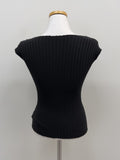 Ribbed Cap Sleeve Knit T-Shirt
