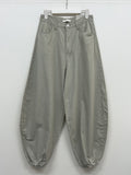 Linen Cinch Back Balloon Fit Wide Pants
