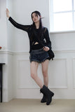 Damage Sleeveless Cardigan Set