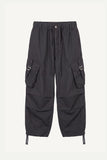 Buckle Washed Cargo Wide Pants