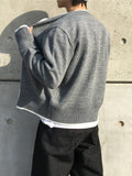 Beirut Wool Fingerhole Two-Tone Knit Zip-Up