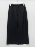 Lara Tweed Belted H-Line Long Skirt
