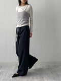 Color Matching Stripe Banding Wide Pants