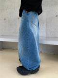 Oil wave denim pants