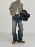 Raglan Two-Way Knit Zip Up