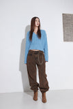 wide brown washing denim
