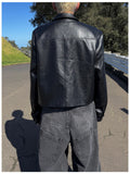 Leaf Pocket Crop Leather Jacket