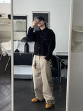 Cotton stitch wide work pants