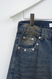 Back Leather Wide Denim