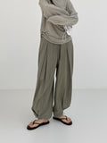 Pleats Nylon Jogger Wide Pants