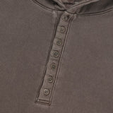 Brushed Henley Neck Pigment Hoodie