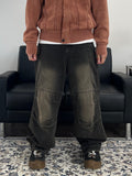 Paneled Incision Washed Denim