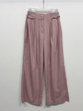 Strap Two-Tuck Long Wide Slacks