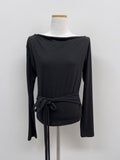 Boat Neck Shirring Wrap T-Shirt