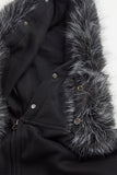 Raccoon fur hood zip-up