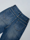 Slit semi-bootcut denim pants