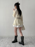 Frill Stripe Loose Fit Blouse