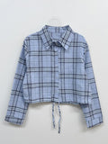 Check Seersucker Crop Shirt