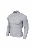 Rib semi-zip-up muscle fit knit