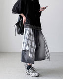 Check Skirt Bermuda Denim