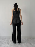 [Tie SET] Stripe frill sleeveless