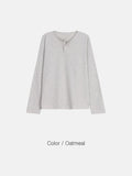 Waffle Henley neck long sleeve
