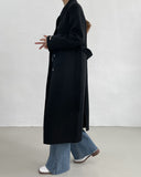 [Wool 90%] Big collar robe handmade long coat
