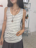 Casane Round Layered Stripe Long Sleeveless