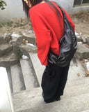 Pick Wrinkle Leather Big Cross Shoulder Bag