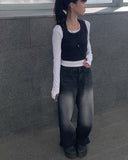 Keypin Black Washing Wide Pants