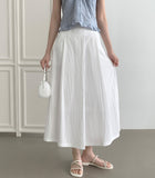 Summer Unbalanced Pintuck A-line Poly Long Skirt