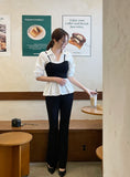 Sign Bustier Layered Three Quarter Shirring Shirt