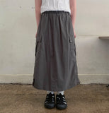 Kebu Nylon Cargo Banding Long Skirt