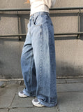 Ring-on Cut Washing Denim Wide Pants