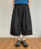 [unisex] Whiyo Keyring Raw Denim Banding Bermuda Pants