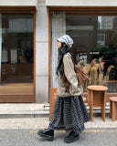 Maeve Unbalance Check Long Skirt