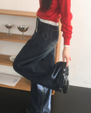 Uta Strap Two Pintuck Wide Denim Pants