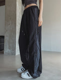 Color matching cross string nylon pants