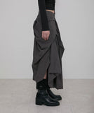 Asymmetrical Draped Layered Long Skirt