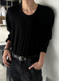 U-Neck Silket Long Sleeve T-shirt