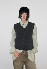 d*b様 EKAM ピッグレザー　変形ベスト AAKE (アケ) - クラックレザーベスト / CRACK LEATHER VEST