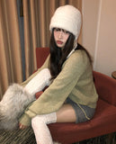 [strap set] Oro string knit round neck wool knit