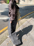 Tail Pigment Washing Cotton Banding Cargo Long Wide Pants