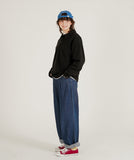 Twin Pintuck Wide Denim Pants