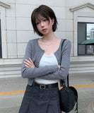 Lumpy Rib Round Slim Fit Long Sleeve Cardigan