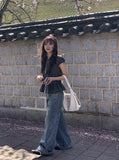Posin Side Cut Vintage Washing Denim Pants