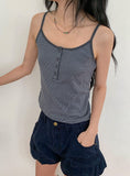Kasumi Stripe Color Matching Button Sleeveless