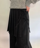 Mitka Wrap Skirt Layered Corduroy Banding Wide Pants